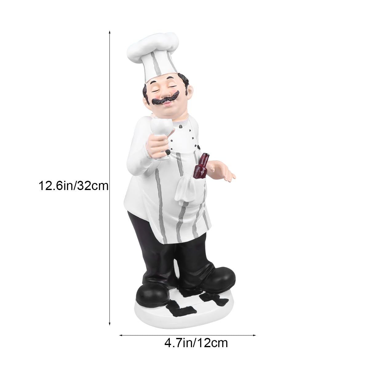 Gadpiparty Statuetta Chef in Resina Stile Europeo Bianco Base Stabile per Decorazione Cucina e Tavolo in Casa o Caffetteria