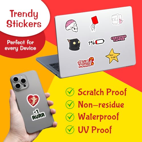 Image of CodersParadise Assorted Vinyl Stickers Pack of 54, Random Decorative Decals for Laptop, Water Bottle, Phone Case, Journal, Notebook, Scrapbook, Luggage, Helmet, Bike and DIY Craft Supplies