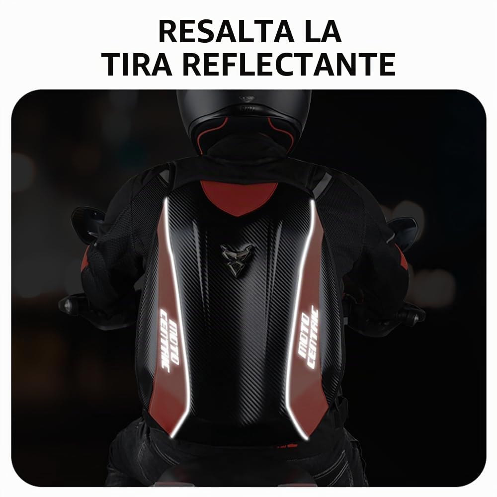 Mochila para motocicleta, impermeable, de fibra de carbono, con carcasa rígida, reflectante, maleta de viaje