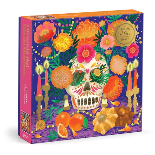 Rompecabezas Galison Ofrenda del Día de Muertos, 500 piezas con acabado metalizado para adultos, ilustrado por Marisol Ortega, tamaño final 20" x 20" miniatura 1