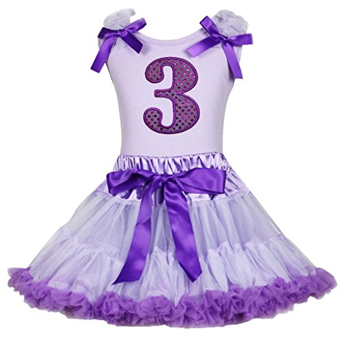 Vestido de cumpleaños morado con tul lavanda y camiseta suave de algodón puro para niña pequeña