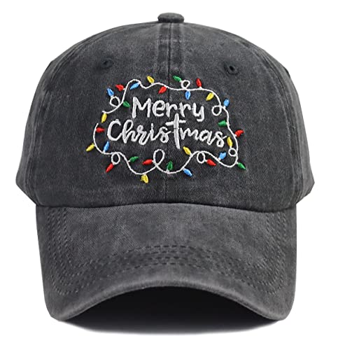 Merry Christmas Hats For Women Men, Funny Xmas Holiday Santa Baseball Caps, Adjustable Washed Cotton Christmas Accessories, Birthday Party Gifts For Mom, Dad, Wife, Husband, Sister, Brother Black01 #TOP27