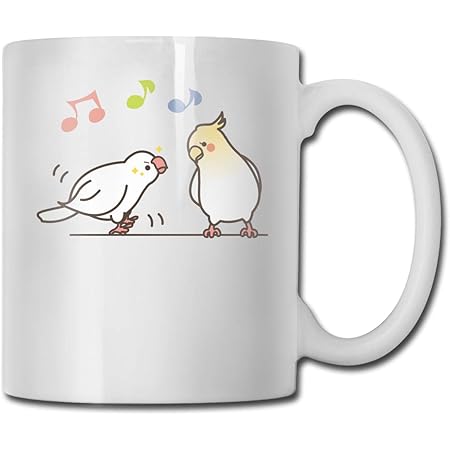 Amazon Co Jp マグカップ シロブンチョウとオカメインコ 白文鳥 コーヒーカップ ティーカップ コップ 面白い食器 かわいい 陶器 大容量 プレゼント ホーム キッチン