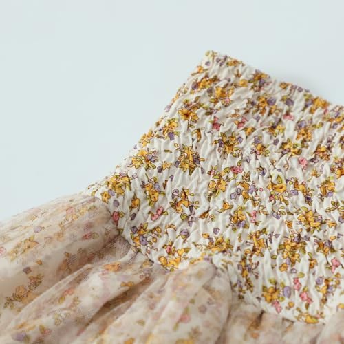 Women Y2K Floral Print Short Skirt High Waist Layered Sheer Mesh Pleated Skirt Vintage Tie Up A Line Mini Skirt4