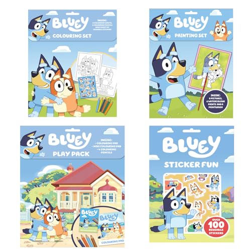 HowseHold Bluey Colouring and Sticker Book Activity Pack Includes Colouring, Painting, Stickers Perfect for Travel, Birthday Christmas Presents (Set 1)