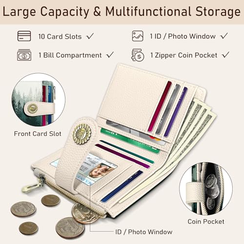 Image of Kelvoris Forest Tree Small Rfid Women Wallet Bifold Zipper Coin Pocket | PU Leather Compact Cash Credit Card Holder Travel Purse for Female Ladies Teen Girls 1 ID Window 10 Card Slots