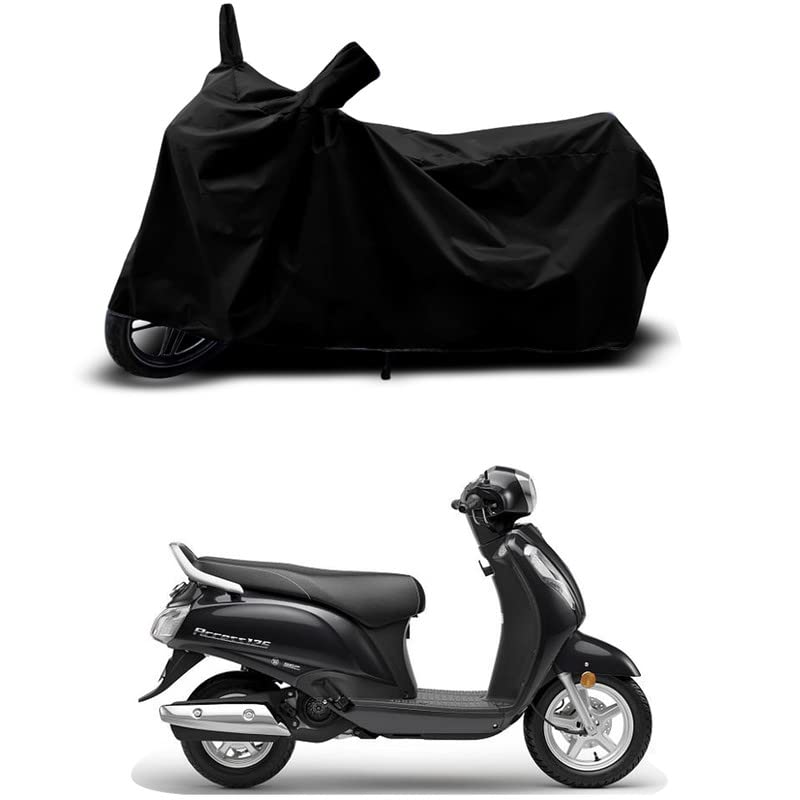 Image of 100% Scratchproof /UV-Rays /Heat Protection /Birds Dropping /Water Resistant /Dust Proof /Waterproof /Bike Scooty Two Wheeler Body Cover Compatible for Suzuki Access 125 Drum All Varient[Black]