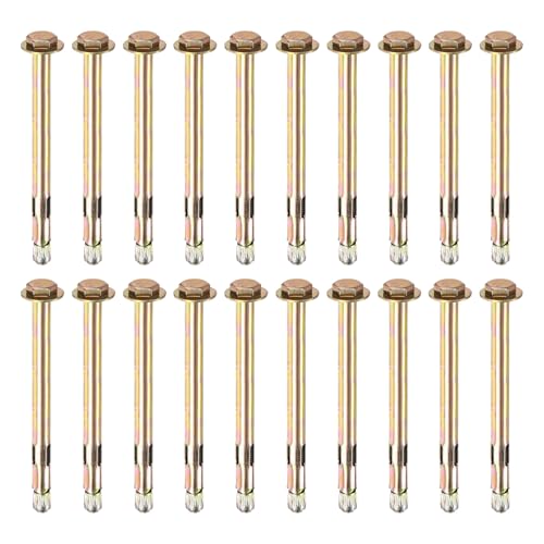 Image of M METERXITY 20-Pack Hex Expansion Bolt, M8x120mm Colored Galvanized Iron-Carbon Steel External Hex Expansion Bolts, Anti-Corrosion Metal Bolt for Concrete /Dry Brick /Block Walls