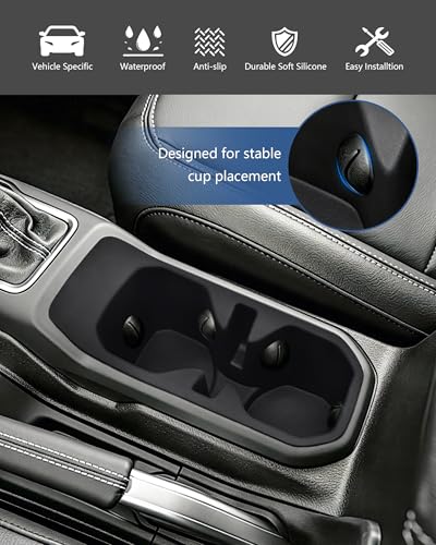 Image of Cup Holder Inserts for Jeep Wrangler JL JLU 4xe & Gladiator JT 2018-2025, Non-Slip TPE Cup Holder Liners & Center Console Inserts, Interior Accessories Protect Against Spills, Scratches and Rattles