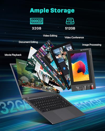 Image of Laptop 32GB RAM 512GB SSD, Laptops Computer with Pentium Gold Processor(Up to 3.4GHz), 14 Inch 1080P FHD IPS Screen, USB3.2, Dual USB C, WiFi5, BT5.2, Business Student Computer for Work, School