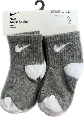 Nike mens 6 PACK ANKLE LIGHTWEIGHT SOCKS, Grey, 3-4.5