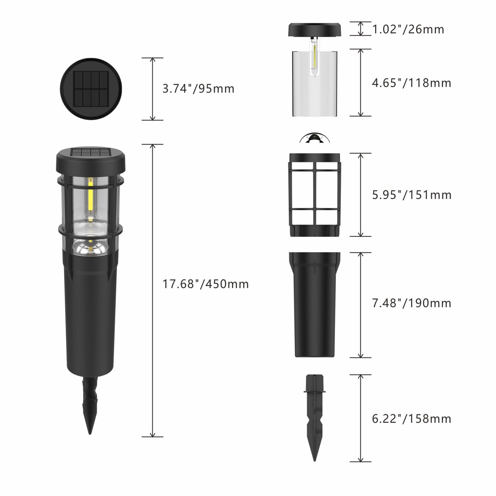 HUIOP trawnikowa zasilana energią słoneczną, trawnikowa zasilana energią słoneczną, oświetlenie toru zewnętrznego, dekoracyjne oświetlenie ogrodowe