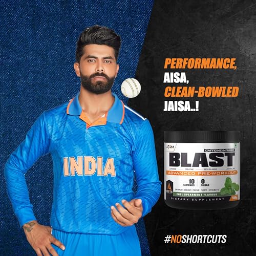 Image of AS-IT-IS ATOM Blast Advanced Pre-workout 100gms, Cool Spearmint, Caffeine & L- Arginine Infused, Optimizes Energy, Increase Strength & Pumps