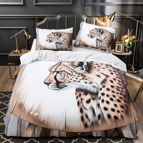 Housse couette guépard 140x200 parure lit microfibre hypoallergénique