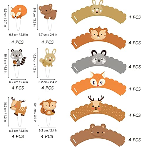 Aatpuss 48 Stuks Cupcake Wrapper Toppers Papier, Cupcake Wrappers en Cake Toppers, Animal Cupcake Wrappers, voor Junglefeesten, Verjaardagsfeestjes, Taartdecoraties (48 Stuks) - Image 3