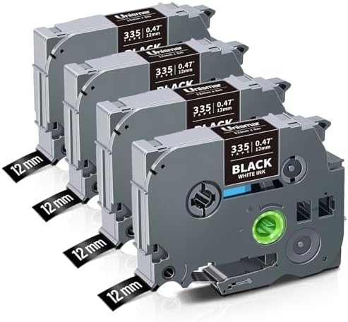 Brother P-Touch 18mm Label Tape - 4-Pack Black On White TZe-241 Compatible With Multiple Label Makers