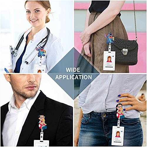 Zostland 2 Pack Summer Stitch Orange Cream Cartoon Cute Retractable Badge Reel, Holder For Office Work Nurses Id And Name Tag With Metal Back Clip, 28 Inch Cord Extension (2Pcs Ice Cream Stitch) #TOP1