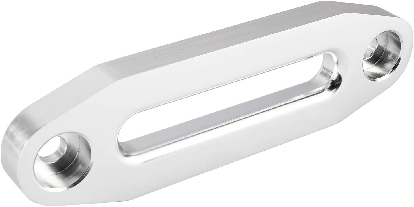 6" Billet Polished Aluminum Hawse Fairlead Load Capacity 3500-5500 LBs with Mounting Hardware for Synthetic Winch Rope (Silver, 6")