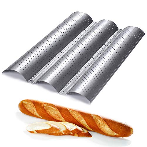 Sziqiqi Non-Stick Perforated Baguette Pan French Bread Stick Pan for Bread Proofing and Baking, Great Heat