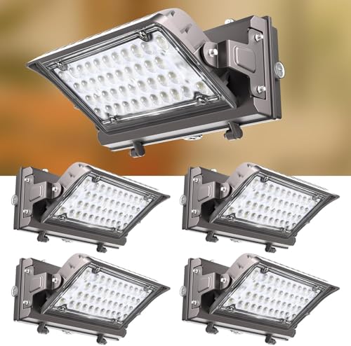 Image of Lightdot 4Pack 150W LED Wall Pack Lights, 360 Adjustable Panel with Dusk to Dawn Photocell, 22500Lm 5000K, IP65 Waterproof & Advanced Heat Dissipation Outdoor Security Lighting(Height:10~20ft)