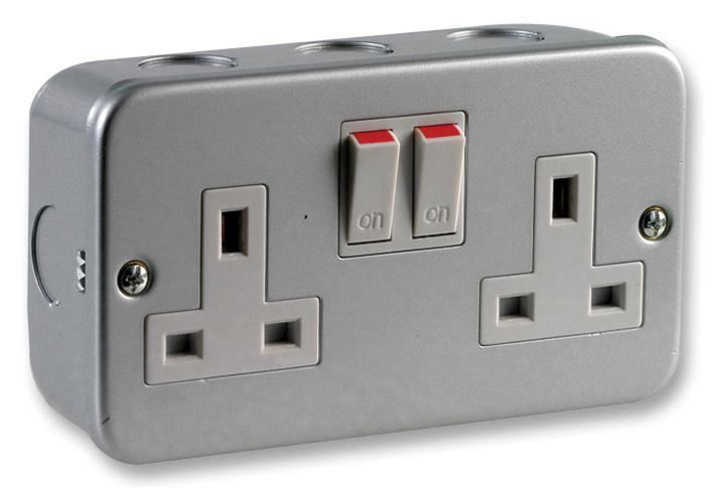 Pro Elec - 2-Gang Metal Clad 13A Switched Socket 8800202407797