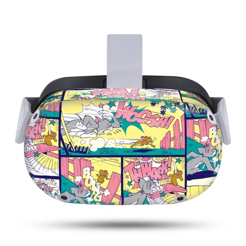 Head Case Designs Officially Licensed Tom and Jerry Outdoor Chase Comic Graphics Vinyl Sticker Skin Decal Cover Compatible with Meta Quest 2