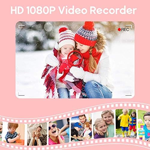 Kids Camera, Toddler Toys Camera for Girls/Boys, Kids Digital Camera with 1080P Video, Christmas Birthday Gifts for Girls Age 3-12 Year Old, Selfie Camera for Kids, 32GB TF Card (Pink) 4 51BFvN0aevL. AC