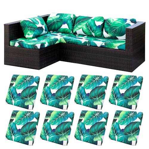 8 Pcs Stretch Patio Cushion Covers,Outdoor Couch Covers Replacement,Outdoor Couch & Sofa...
