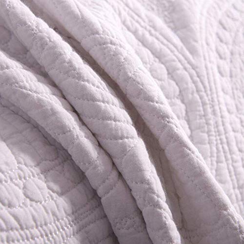 Couvre-lit matelassé blanc en coton uni ensemble 3 pièces couvre-lit brodé 50x70