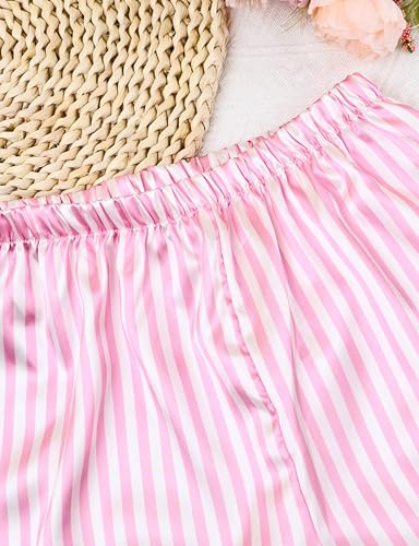 Silk Pajamas for Girls Satin Pajama Kids 4 Pieces Girls Button-down Pjs Set with Eye Mask Headband Scrunchie4