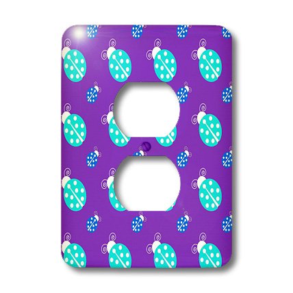 Placa para enchufe de mariquitas azul claro y oscuro 3dRose lsp_124563_6 3
