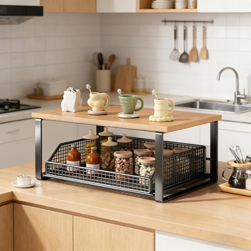 Support machine à café et rangement thé en matériaux durables pour comptoir