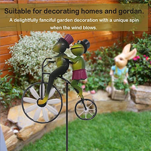 Ikaar Metal Bicycle Wind Spinner,Metal Wind Spinners For Yard And Garden - Frog Ornament Wind Spinner, Animal Bike Pole Art Decoration Ornament Gift For Yard Lawn Windmill Decoration,Frog #TOP4