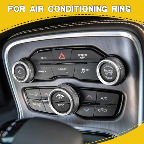 3PCS Air Conditioner Switch Button Knob Cover, Car Interior Trim AC Knob Cover, Auto Accessories Climate Control Knob Covers Compatible with Dodge Challenger Durango 2015-2022
