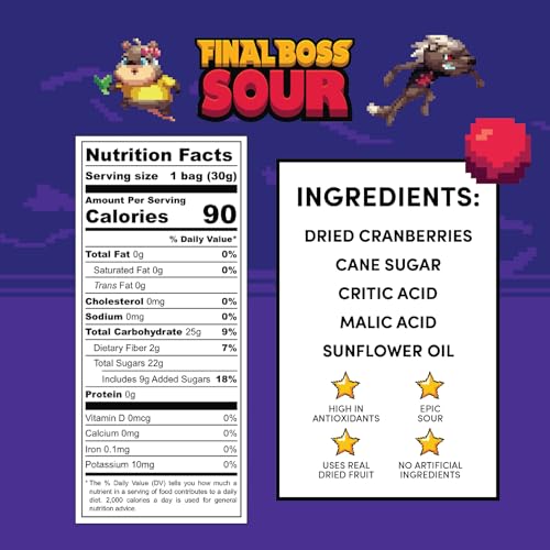 image for Final Boss Halloween Sour Candy, Sour Cranberries, 10 Pack, Level 3, F