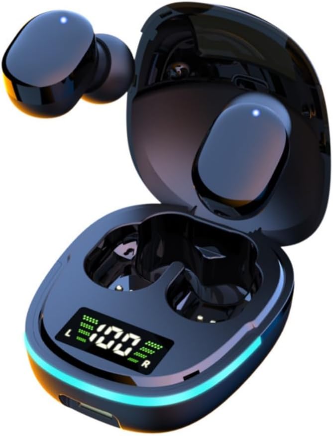 Auriculares inalámbricos Bluetooth 5.4, tiempo de reproducción de 40 horas, control táctil, auriculares intrauditivos livianos con micrófono incorporado, con cancelación de ruido, llamadas claras para audífonos para entrenamiento deportivo, negro