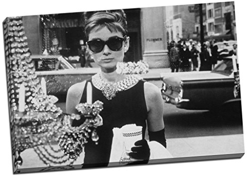 Audrey Hepburn Schwarz & Weiß Sonnenbrille Leinwanddruck Bild Wall Art...