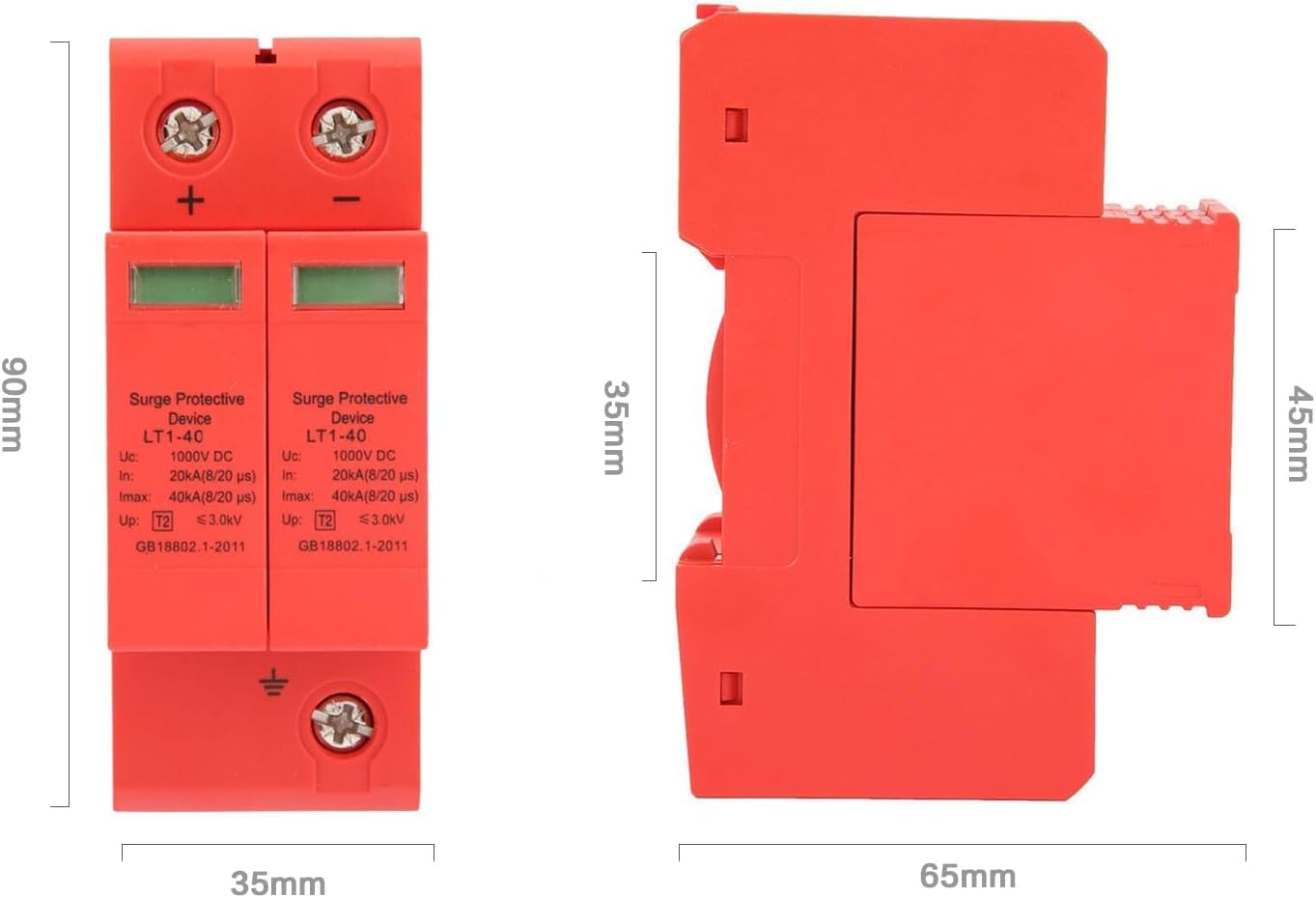 DEWIN Scaricatore di Sovratensione DC 1000V 2P 20KA~40KA Dispositivo di Protezione Contro Le Sovratensioni
