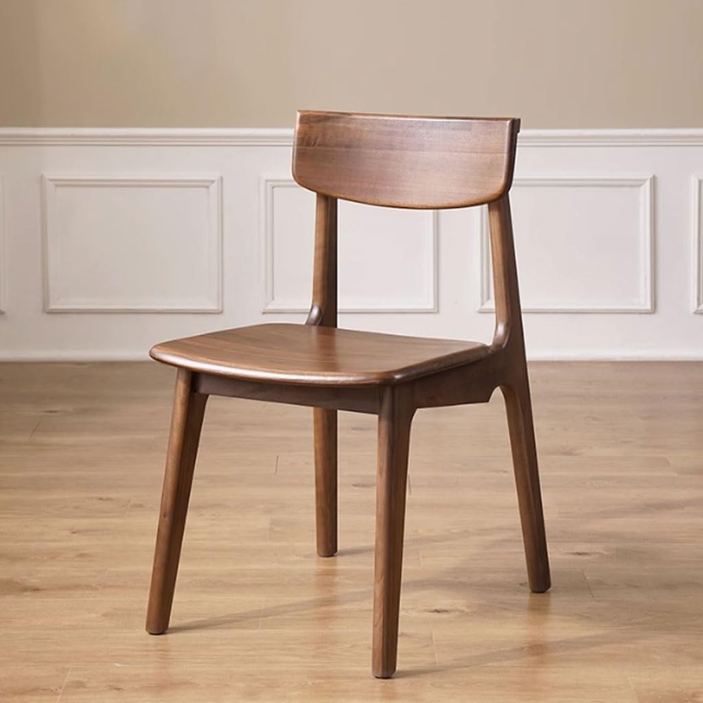 Comfortable Desk Chair Solid Wood Home Leisure Chair Armless Dining Chair Walnut Color Backrest Kitchen Chair Size: 17 Inches Home Office Desk Chairs(B)