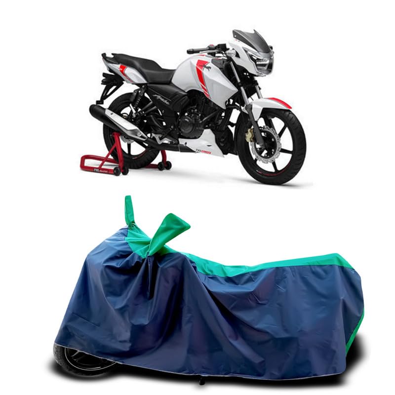Image of DUFFEL-Two Wheeler Bike Body Cover Compatible for Tvs Bs6 Apache RTR 160 Bs6 Heat Protectio /UV-Rays /Birds Dropping /DustProof /Waterproof Indoor Outdoor and Parking Full Body Protection [Green Patta]