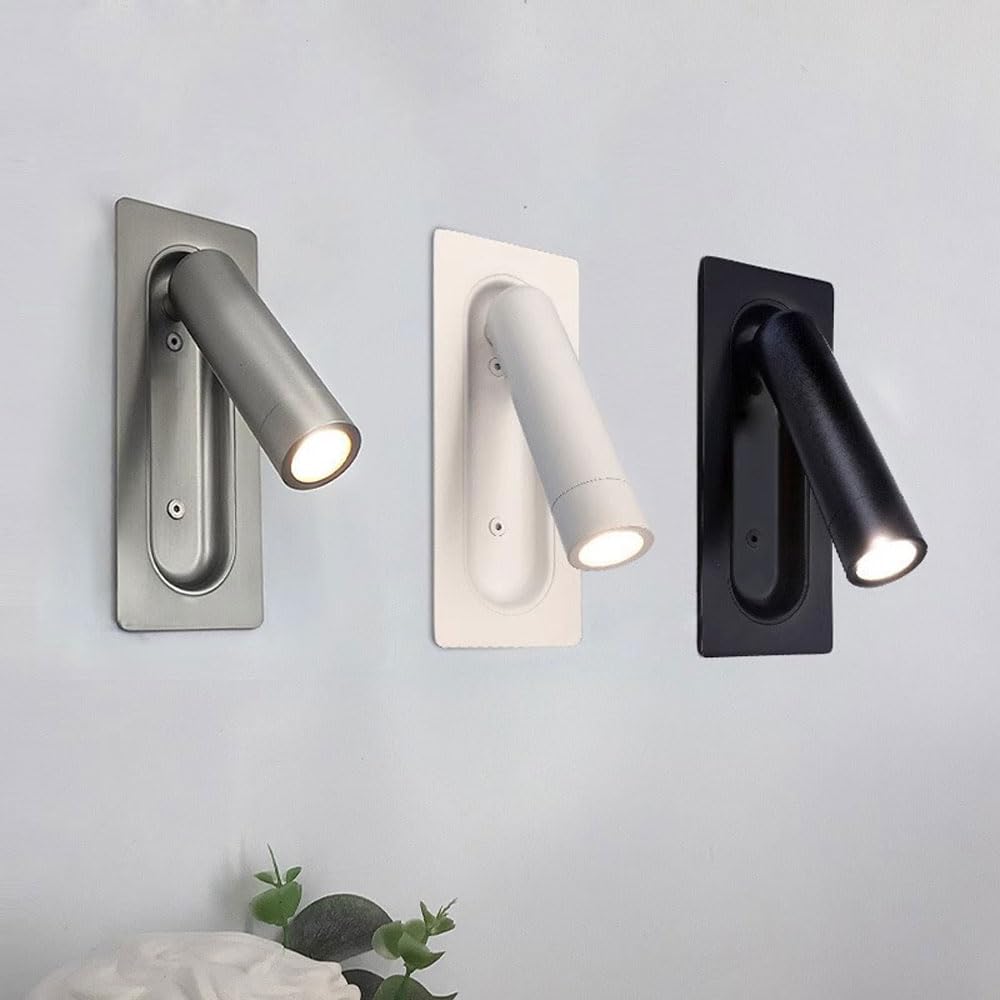 Nowoczesna lampa ścienna do hotelu, sterowana magnetycznie, reflektor LED z regulowanym kątem, minimalistyczny styl skandynawski, wpuszczana lampa do przedpokoju lub wejścia.