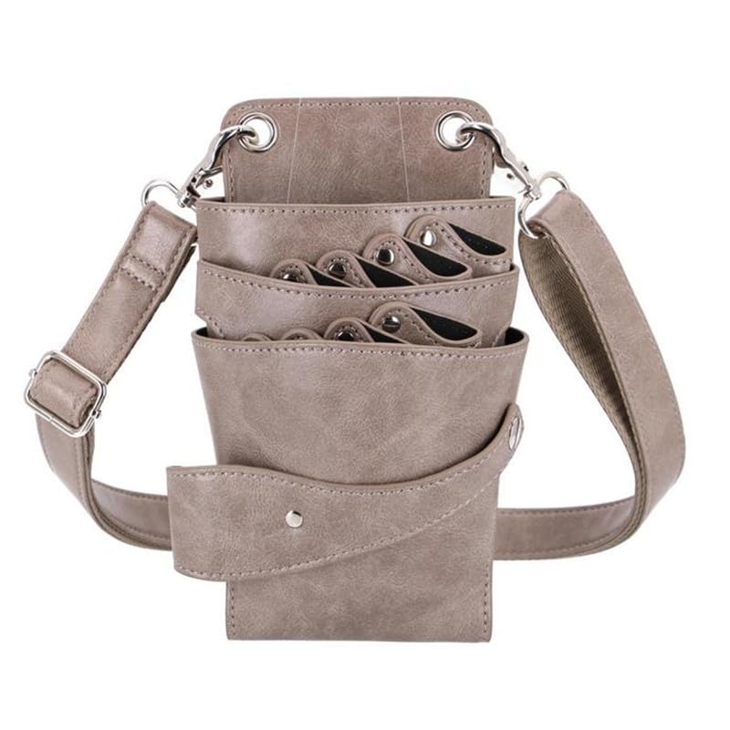 Borsa Parrucchiere 8 tasche for forbici da barbiere salone, borsa for, fermagli for parrucchieri, custodia for cintura(Khaki)