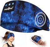 MUSICOZY Sleep Headphones Bluetooth 5.4 Headband, Wireless Earphones Sweat Resistant Earbuds with Ultra-Thin HD Stereo Speaker for Workout Running(Tie-dye Blue)