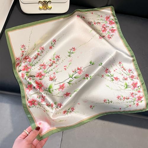 100% Mulberry Silk Neck Scarf - 21"x21" Small Printed Square Neckerchief Scarves for Women Gift Packed3