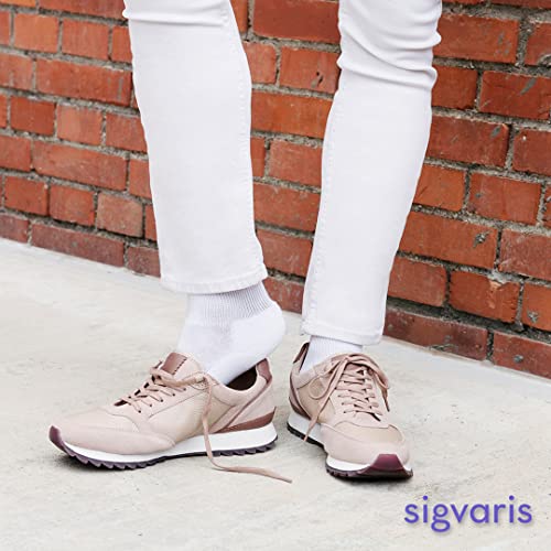 Image of Sigvaris Men's Motion Cushioned Cotton 360 Closed Toe Calf-High Socks 20-30mmHg - Whie - Small Long