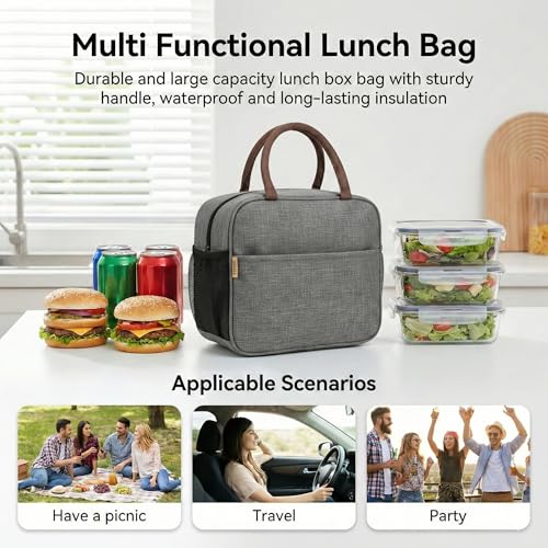 Image of FOSSE (7.5 L Insulated Travel Lunch /Tiffin /Storage Bag for Office, College & School | Hot & Cold Travel Lunch Box for Men,Women | Tiffin Box & Bottles, Picnic Bag (Grey)
