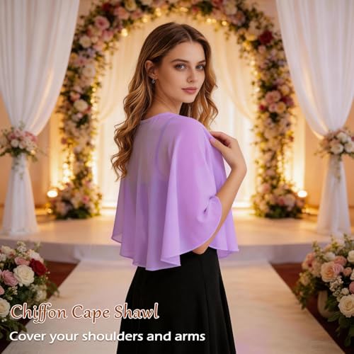 Image of Ciormis Chiffon Capelet Women's Soft Shawls and Wraps for Evening Dresses, Wedding Formal Dress Shawl Cape Cover up