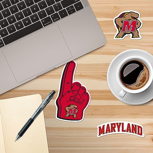 Image of University of Maryland 8ct Vinyl Sticker Pack - Large Waterproof Decals for Laptops, Water Bottles, Tablets, Vehicles, Scrapbooks & More - Officially Licensed UMD Designs