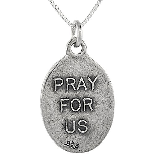 Sterling Silver St Stephen Medal Necklace Oxidized finish Oval 1.8mm Chain3