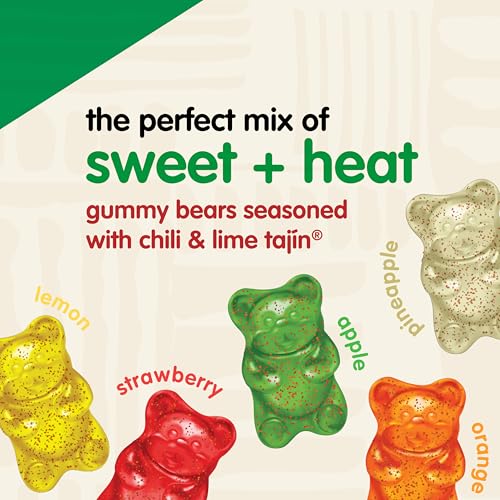 Snak Club Tajin Gummy Bears, Assorted Fruit Candy Gummies with Chili and Lime Seasoning, Mild, Gluten-Free and Vegan Snacks, 20 oz Resealable Bag - image 4